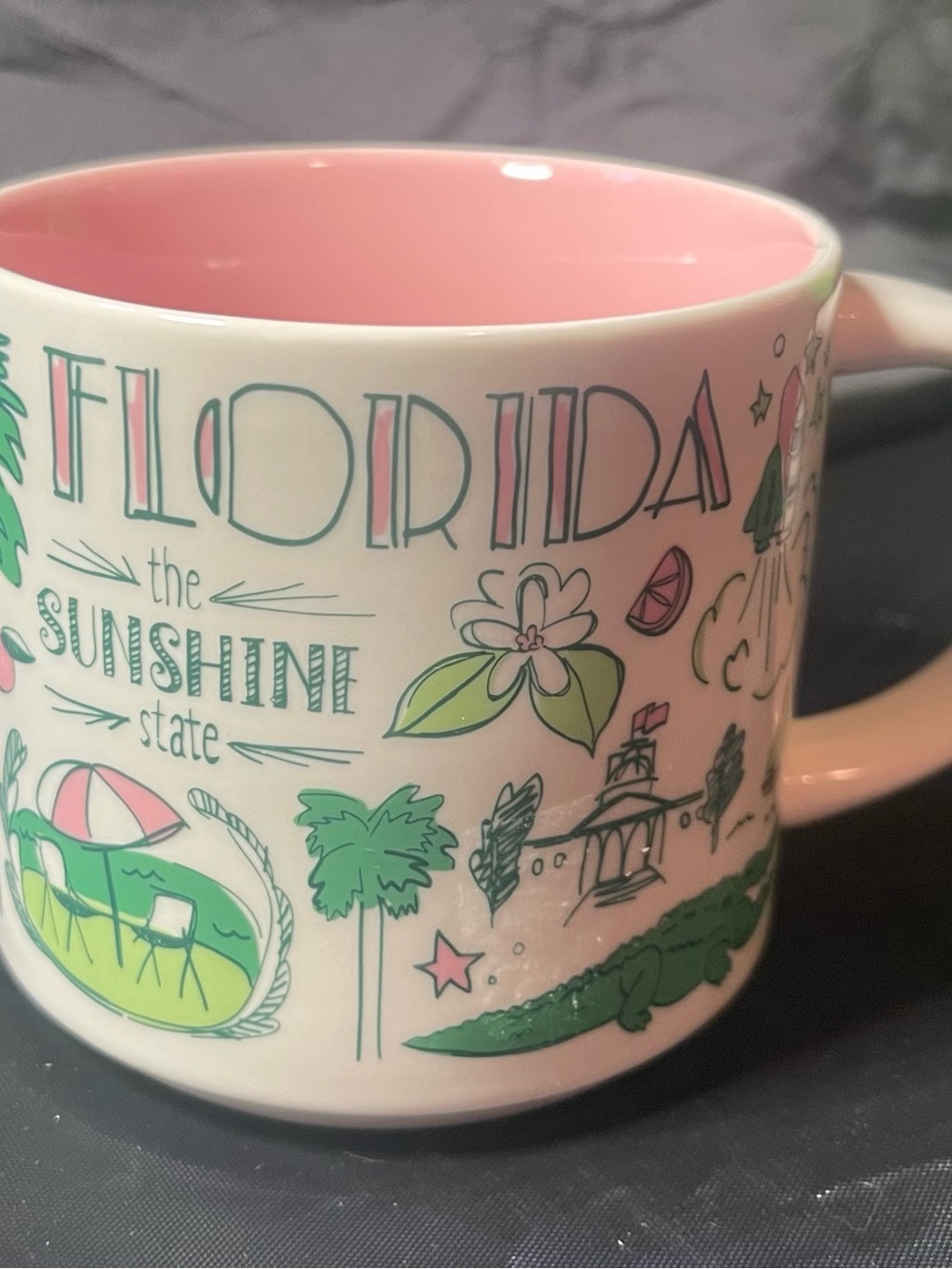 Starbucks Florida Sunshine State Pink-Interior Ceramic Mug